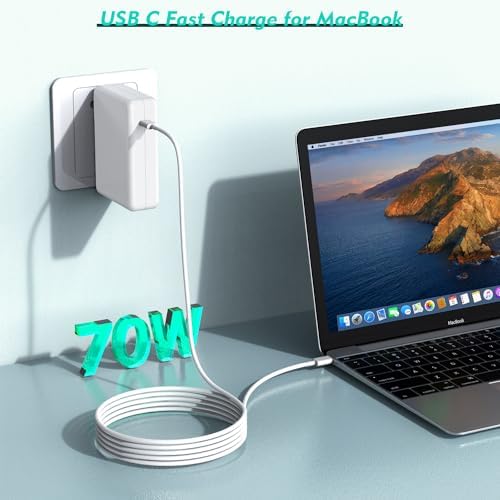 Ultra Compact 70 W USB-C Fast Charger for Mac Book Pro & Air – Includes 10 ft Cable for Swift Charging of 13″ to 16″ Models, i Pad Pro, and USB-C Devices – Intelligent Chip Technology Ensures Safety and Prolongs Battery Life – Ideal for Travel, Home, or Office Power Solutions – Rapidly Charges Mac Book Pro to 60% in Just 45 Minutes – Designed for Maximum Efficiency and Portability – Universal Compatibility with All USB-C Devices Including i Phones, Samsung, and More – Durable Build with Advanced Security Features for Reliable Charging – Experience Unmatched Convenience with Long Cable Length for Flexible Use