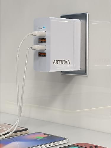 Arttron 40 W 6-Port Foldable USB Wall Charger – Ultimate Fast Charging Adapter for i Phones, i Pads, Tablets & Smartphones – Compact, Multi-Device Power Solution with Safety Features for Home and Office Efficiency