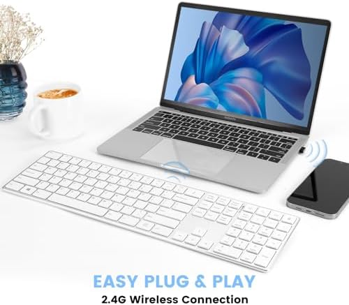 K01 R 2.4 G Wireless Keyboard – Ultra-Slim Compact Design with Numeric Keypad for Effortless Typing on Windows PCs & Laptops, Long-Lasting Battery Life, Whisper-Quiet Keys for Enhanced Productivity, Perfect for Home & Office Use