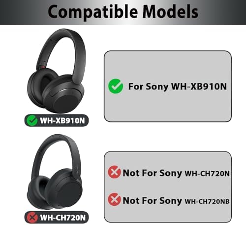 Upgrade Your Sony WH-XB910 N Headphones with Premium Memory Foam Earpads – Noise-Canceling Cushions Featuring Secure Buckle Design for Ultimate Comfort and Sound Isolation in Black – Perfect Replacement for Wired & Wireless Audio Enjoyment