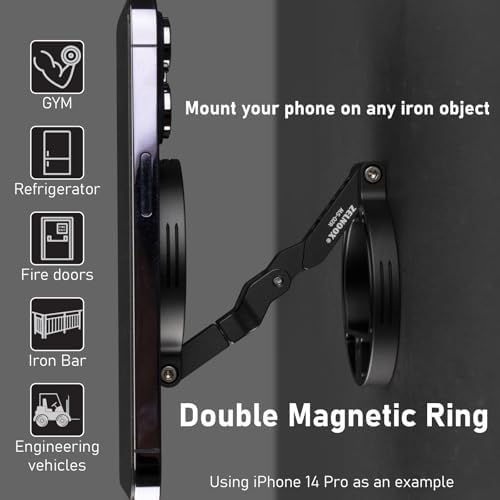 Revolutionary Magnetic Dual Grip Phone Holder for i Phone – Ultimate Security on Iron Surfaces | Versatile 1/4″ Screw Mount | Perfect for i Phone 16/15/14/13/12 Pro Max & Magnetic Cases | Effortless, Hands-Free Operation for Daily Activities