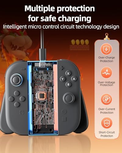 Ergonomic Charging Grip for Switch 2 Joycon – Lightweight Controller Holder with Magnetic Fast Charging, LED Status Lights, and USB Cable – Ultimate Comfort and Play While Charging Accessory