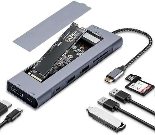 Revolutionary 8-in-1 USB-C Hub with M.2 NVMe/SATA SSD Enclosure – Experience Blazing 10 Gbps Data Transfer, Crystal-Clear 4 K HDMI Output, and Robust 100 W Power Delivery – Ultimate Connectivity Solution for XPS Users and Tech Savvy Professionals