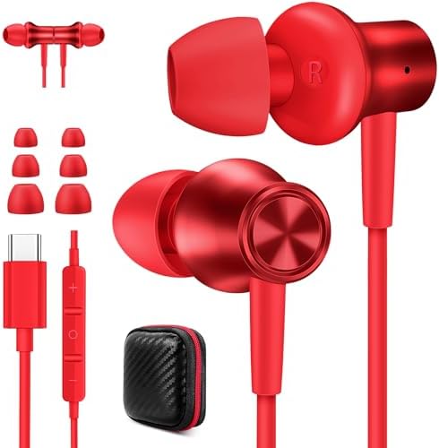 Jiunai Gradient Purple USB C Earbuds – Premium Wired Headphones for Seamless Compatibility with Samsung S24, Galaxy S25 Ultra, i Phone 16, and i Pad Pro M4 – Ergonomic In-Ear Design with Magnetic Remote for Effortless Control – Experience High-Fidelity Sound on the Move – Stylish Audio Solution for Music Lovers