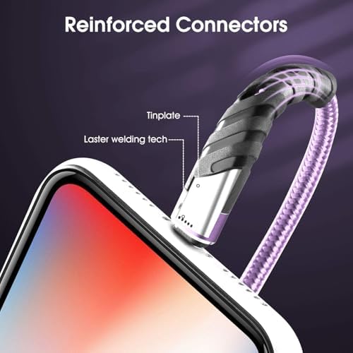 Cyven Smart 3-Pack 6 Ft MFi Certified Lightning Cables – Fast Charging USB A to Lightning Cords for i Phone 14/13/12/11/XS/XR/X/8/7/6/5/SE Plus Pro Max Mini – Durable Red Design for Ultimate Flexibility and Speed