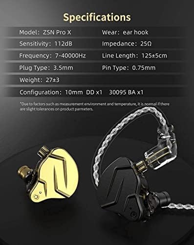 KZ ZSN Pro X Dual Driver Earphones – High-Fidelity Wired Gaming and Sports Earbuds with Noise-Canceling Features for Phones, Computers, and Tablets – Ergonomic Design for Ultimate Comfort and Enhanced Audio Experience
