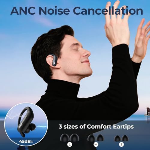 Ultimate Bluetooth 5.3 Wireless Earbuds with Cutting-Edge Active Noise Cancelling – 90 Hours of Playtime for All-Day Listening – IPX7 Waterproof for Ultimate Durability – Ergonomic Design for Secure Comfort – Ideal for Audiophiles and Active Lifestyles Seeking Premium Sound and Hands-Free Calling Solutions