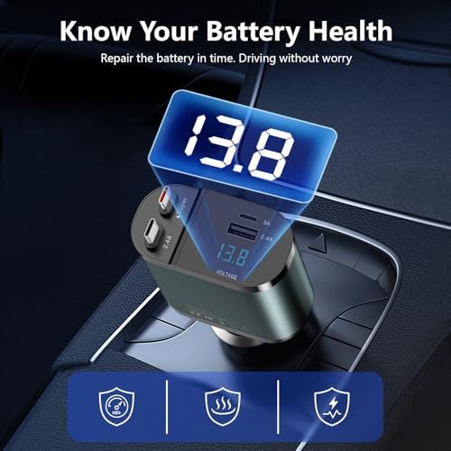 69 W Retractable Car Charger – 4-in-1 Fast Charging Solution with 2.6 ft Cables, Dual USB C & A Ports for i Phone 16/15/14/13/12/11, Galaxy, Pixel & Samsung Devices – Ultimate Travel Accessory for Seamless Power on the Road