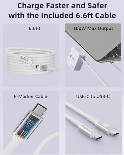 Ultimate PAEBAI+ 100 W USB-C Ga N Fast Charger: Compact, Foldable Wall Adapter for Mac Book Pro, i Phone 15/16, and Diverse USB-C Devices – 6.6 ft Durable Type-C Cable for Rapid Charging – Unmatched Versatility and Safety Features for Efficient On-the-Go Power Solutions