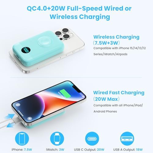 Revolutionary 4-in-1 Magnetic Portable Charger 10800 m Ah – Rapid USB-C Power Bank with LCD Display, Fast Charging for i Phone 16/15/14/13/12 & Apple Watch – Sleek White Design for Ultimate Compatibility and On-the-Go Convenience