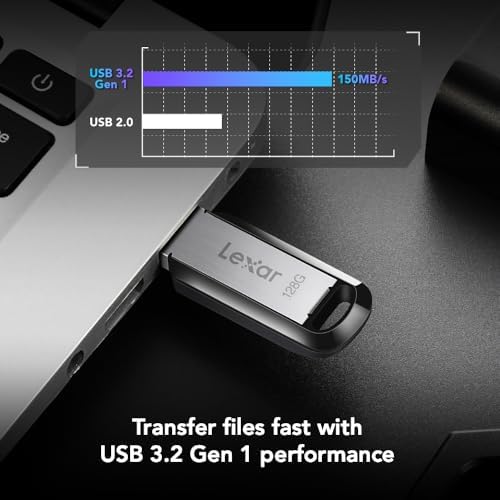 Lexar 128 GB M400 USB 3.2 Gen 1 Flash Drive – High-Speed Data Transfer Up to 150 MB/s for Effortless Storage Expansion and Backup, Sleek Black Design, Compatible with PCs, Macs & Gaming Consoles