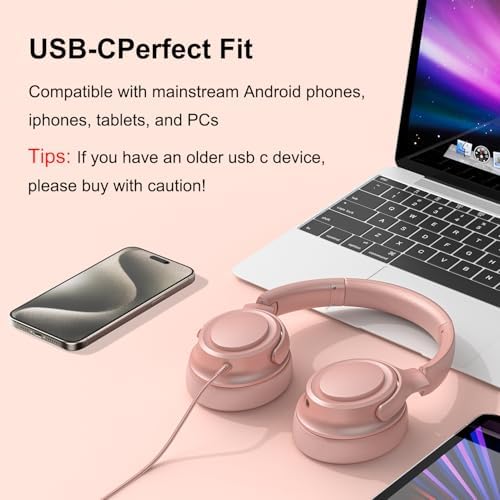 Experience Ultimate Sound Clarity with Stylish Purple USB C Wired Over-Ear Headphones – Immerse Yourself in Exceptional Hi-Fi Stereo Audio and Advanced Noise Isolation for Unmatched Comfort, Ideal for Music Aficionados and Professionals, Fully Compatible with USB C Devices