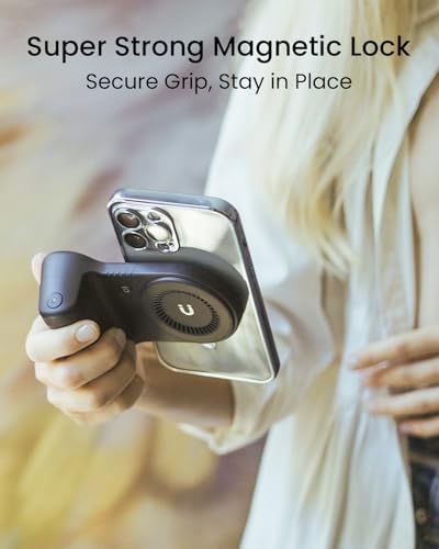 KraftGeek Magnetic Phone Stand Camera Grip with Wireless Charging & Bluetooth Shutter, Stand for iPhone, Ergonomic Handle for Vlogging, Selfies & Video Calls – Enhanced Compatibility and Speed