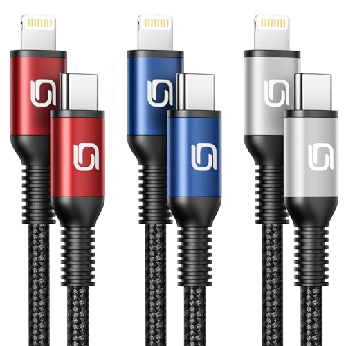 Fast Charging Nylon Braided i Phone Charger Cable – 3-Pack, 3 FT MFi Certified Lightning Cords for i Phone 14/13/12/11 Pro Max/XR/XS/X/8/7/Plus/6 S, i Pad, i Pod, and Air Pods – Enhanced Durability and Compatibility for Optimal Performance