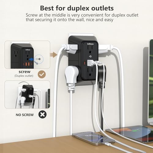 Maximize Your Power Potential with the 6-Outlet Surge Protector & 4-Port USB Charger – Versatile Multi-Plug Adapter Featuring 2 Fast-Charging USB-C Ports, Ideal for Home, Office, Kitchen, and Travel – Enhanced Safety and Connectivity for All Your Devices