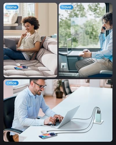 145 W Ga N III USB-C Charger – 3-Port Fast Charging Station for Mac Book Pro/Air, i Phone 15/Pro, Galaxy S24 & Dell XPS – Compact & Lightweight Laptop Adapter with PD, QC, PPS Technology – Stylish Green Design for On-the-Go Power Solutions