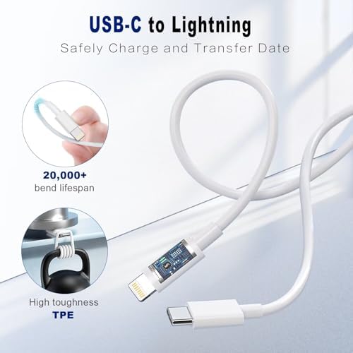 20 W USB-C Fast Charger Block with 6 FT Lightning Cable – Triple Pack for i Phone 14/13/12/11/XS/XR/X/8/7 and i Pad – Optimal Power Delivery and Enhanced Compatibility for Rapid Charging Solutions
