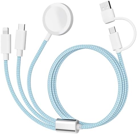 Ultimate 3-in-2 USB C Charging Cable for Apple Watch Ultra, SE & Series 1-8 – 4 FT Multi-Device Fast Charger in Stylish Gray – Sleek, Portable Solution for Effortless Power Anywhere – Streamlined Charging for Smartwatches and More