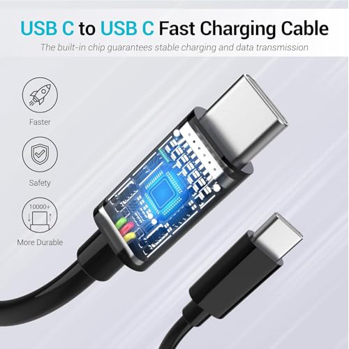 Ultimate 5-Pack 6 ft USB C to C Fast Charging Cables – 60 W Power Delivery for i Phone 16 Series and Galaxy S25, S24, S23, S22 – Durable, Flexible, High-Speed Charging Solution in Sleek White Design for Home & On-the-Go Use