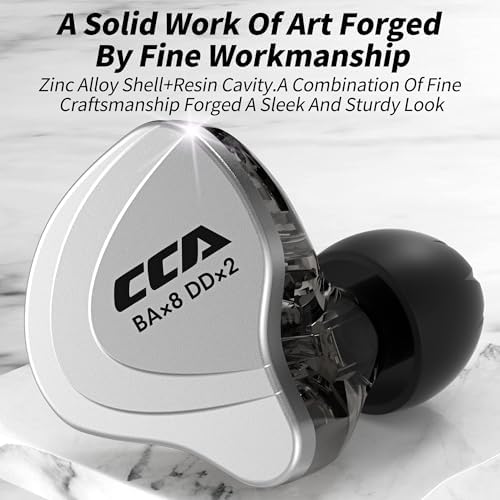 Experience Unmatched Audio Clarity with CCA C10 In-Ear Monitor Headphones – 10 Hybrid Drivers for Hi-Fi Sound, Noise-Isolating Comfort, and Detachable Cable for Musicians and Audiophiles – Perfect for Studio Recording and Live Performances