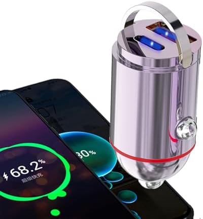Rapid Charge Dual-Port USB Car Charger Adapter – PD45 W & QC3.0 for i Phone 16 Pro Max, i Pad, Samsung – Sleek Golden-Transparent Design for Ultimate Compatibility – Smart Circuitry Protection for Safe, Efficient Power on the Go – Compact & Lightweight Automotive Accessory for Road Trips and Daily Commutes