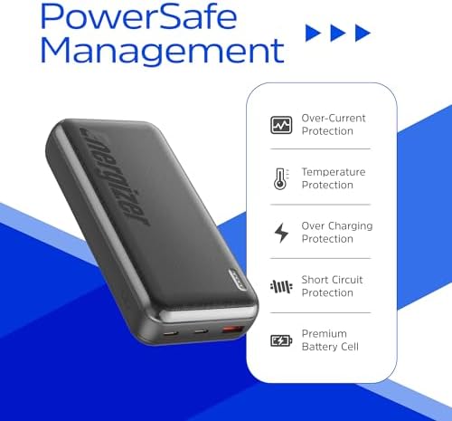 Energizer 20000 m Ah Fast Charging Portable Power Bank with 22.5 W PD3.0 – Versatile USB-C Battery Pack for i Phone 16/15/14/13/12, Samsung S23/S22, and Android Devices – Travel-Ready Design for Reliable On-the-Go Charging