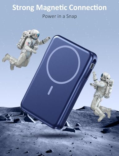 Magnetic 10000 m Ah Portable Power Bank with Built-in Cable – 5-in-1 Fast Charger for i Phone 16/15/14/13 Pro/Pro Max & Samsung – Ultimate Compatibility & Quick Charging Solution for On-the-Go Users