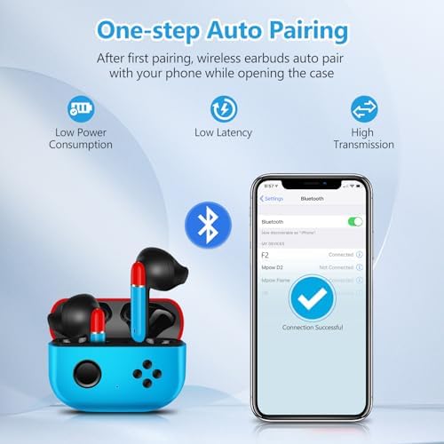 Dual Pack Bluetooth 5.3 Wireless Earbuds with Touch Control – Perfect for Kids & Adults, Includes Compact Charging Case for Ultimate Convenience and Enhanced Compatibility