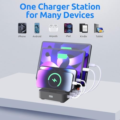 Versatile 4-Port USB Charging Station for Multiple Devices – Compact and Stylish Organizer Dock in Vibrant Purple, Ideal for Cell Phones, i Pads, and Kindle Tablets with Smart Charging Technology for Fast and Safe Power Delivery