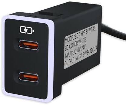 Toyota Dual USB-C Car Charger with PD 3.0 Fast Charging – Compact 1.3 x 0.9 Inch Design with LED Light for Enhanced Visibility – Perfect for Smartphones, Tablets & More