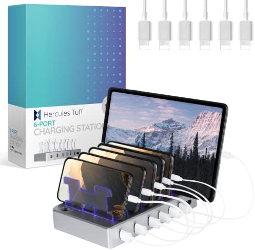 Sleek Silver 6-Port USB Charging Hub – Ultimate Rapid Power Station for Smartphones, Tablets & Electronics – Perfect Multi-Device Charger for Home and Office Efficiency