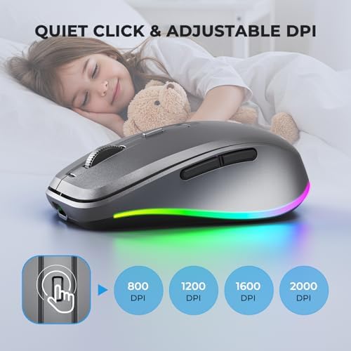 PEIOUS Rechargeable Wireless Mouse with LED – Innovative Jiggler Technology to Keep Your Computer Awake – Sleek Black Design for Optimal Comfort and Productivity