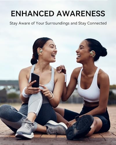 AUBOR True Wireless Open Ear Headphones with Bluetooth 5.3 – Ergonomic and IPX6 Water-Resistant Design for Ultimate Comfort, 45 Hours Playtime, Enhanced Call Clarity with ENC Technology – Perfect for Active Lifestyles and Compatible with i Phone & Android Devices