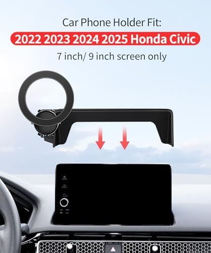 Maser Weller 360° Rotating Car Phone Holder for Honda Civic 2022-2025 – Mag Safe Compatible Mount for 7/9-inch Screens, Secure Clip Design that Preserves Air Vent Functionality and Enhances Driving Safety