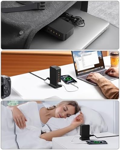 Revolutionary 6-Port USB C Charging Hub – High-Speed Multi-Device Power Station for i Phone 15/14/13/12, i Pad, Samsung Galaxy, and Google Pixel – Compact Travel Charger with Advanced Safety Features – Ultimate Solution for Efficient Charging at Home, Office, and On-the-Go