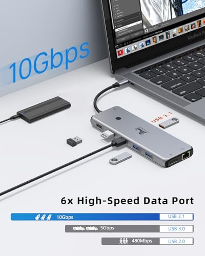 Revolutionize Your Workspace with the Ultimate 13-in-1 USB C Docking Station – Dual Monitor Multiport Adapter for Seamless Triple Display, Featuring 2 HDMI, Display Port, 8 USB Ports, Gigabit Ethernet, and Audio Output – Perfect for Mac Book, Dell, HP, Lenovo Think Pad, and Surface – Unmatched Performance and Connectivity for Enhanced Productivity