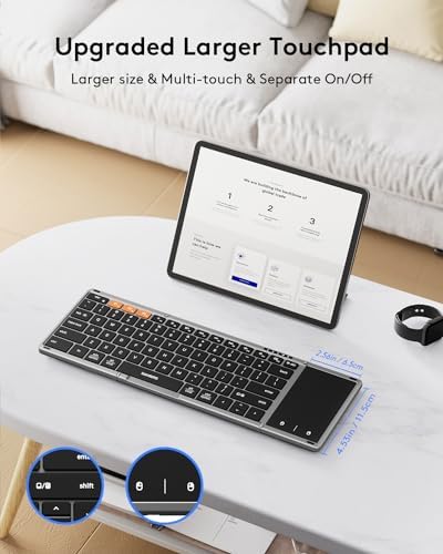 Samsers Portable Foldable Bluetooth Keyboard with Touchpad – Multi-Device Wireless Travel Companion for i OS, Android, Windows & Mac OS – Effortless Workflow with Bluetooth 5.1 and Long Battery Life – Perfect for On-the-Go Professionals