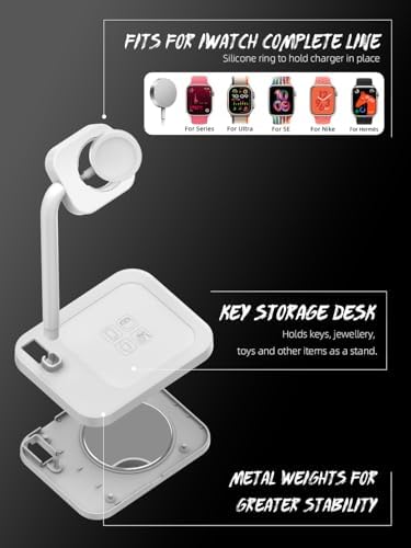 Advanced 2-in-1 Charging Station for i Watch & i Phone – Fast Charging Dock for i Phone 16/15/14/13/12/11/X/8, i Watch Series Ultra/10/9/8/7/6/SE/5/4/3/2/1, and Air Pods 2/3/4 – Elegant White Design for Optimal Device Organization and Speed Boost