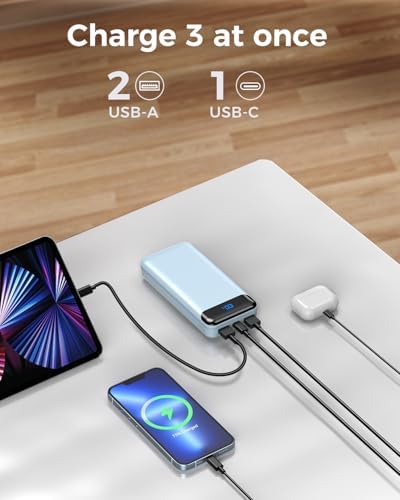 Ultra High-Capacity 40000 m Ah Portable Power Bank with PD 30 W & QC 4.0 Fast Charging – Versatile USB-C & USB-A Outputs, Dual Input Ports, Sleek Pink Design for i Phone 15, 14, 13 & More – Perfect for Travel and Daily Use