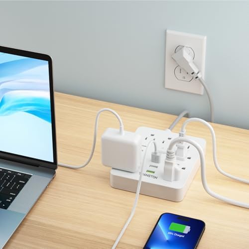 Ultimate Power Strip Surge Protector with 9 Outlets & 3 USB Ports – Fireproof Desktop Charging Hub with Space-Saving Flat Plug for Home & Office, 5 ft Extension Cord, Enhanced Safety & Speed for All Devices