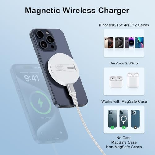 Samsung Galaxy S25 Ultra Fast Magnetic Wireless Charging Pad – 15 W Quick Charger for i Phone 16, 15, 14, 13 Pro Max & Android Devices – Minimalist Design, Safety Features, and Enhanced Compatibility – Perfect for Home, Office, and Travel
