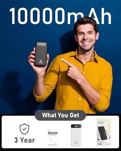 Compact 10,000 m Ah Power Bank – Fast Charging Portable Charger with Dual USB-C Compatibility for i Phone 16, Samsung, and Android Devices – Sleek Black Design for Ultimate Travel Convenience and Enhanced Device Performance