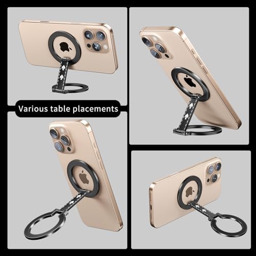 Mag Safe Universal Phone Grip & Kickstand for i Phone 12-16 Pro Max – Versatile Double-Sided Magnetic Holder for Secure Handling & Hands-Free Viewing in Gym, Kitchen & Beyond – Sleek Black Silicone Design for Stylish Convenience and Optimal Performance