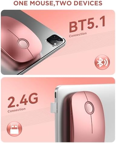 Sleek Purple Wireless Bluetooth Mouse – Effortless Dual Connectivity, 1600 DPI Precision, Whisper-Quiet Clicks, Long Battery Life for Enhanced Productivity and Versatile Device Compatibility