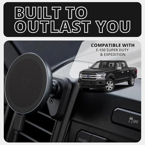 Elevate Your Ford Driving Experience with the Tackform Link Vent Mount Universal Magnetic Phone Holder – Precision Engineered for 2015-2020 Ford F-150, 2017-2021 Super Duty, and 2018-2021 Expedition | Sturdy Aluminum Base, User-Friendly Short Reach Design | Maximizes Device Accessibility While Ensuring a Secure Magnetic Grip – Not Compatible with Mag Safe for Enhanced Performance