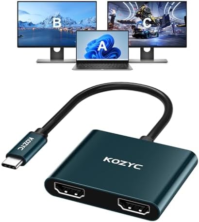 Transform Your Workspace with the USB C to Dual HDMI Adapter – 4 K 60 Hz Display Extender for Mac Book, Dell XPS & Samsung Galaxy S9 – Ultimate Solution for Multitasking Professionals & Gamers – MST Mode Ready for Seamless Windows Integration – Chic Green Design for Modern Aesthetics – Elevate Streaming, Presentations & Gaming with Stunning Visual Clarity – Compact & Durable for On-the-Go Connectivity