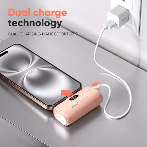 Compact 5000 m Ah Portable Charger for i Phone 15/16 and USB-C Devices – Fast Charging Mini Power Bank in Sleek White – Lightweight On-the-Go Power Bank for Busy Lifestyles – Perfect for Travelers and Professionals