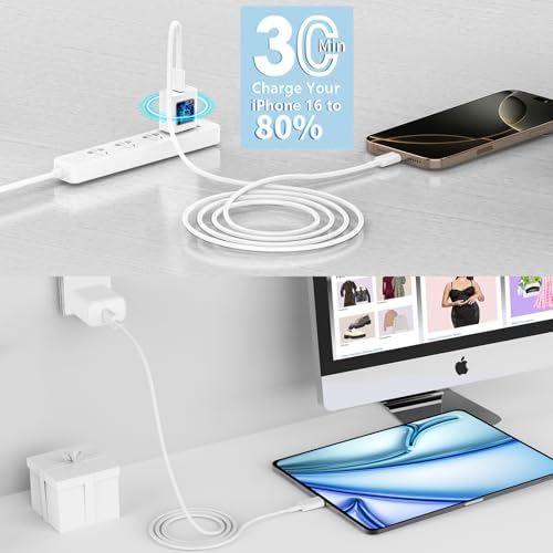 Linocell 20 W USB-C Wall Charger Duo with 6 FT MFi Certified Lightning Cable – Accelerated Charging for i Phone 14, 13, 12, 11 Pro Max & i Pad – Compact & Travel-Friendly Power Solution for Effortless Device Management