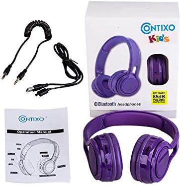 Vibrant Contixo KB-2600 Kids Bluetooth Headphones – Safe 85 d B Volume Limiting Over-Ear Design with Built-in Mic, FM Radio & Micro SD Slot – Portable Foldable Fun in Eye-Catching Green & Orange for Ultimate Audio Adventure
