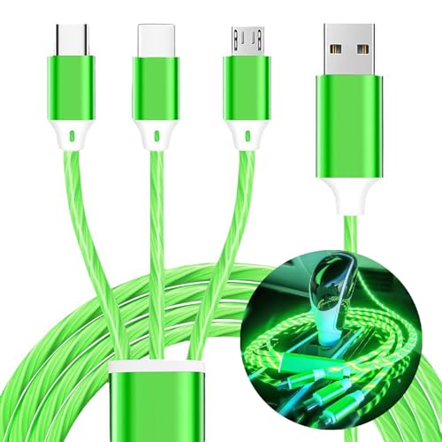 TISTIPPL 3-in-1 Illuminated Charging Cable – Fast Charge with Multi-LED Indicator, Universal Compatibility for Smartphones & Tablets, Durable & Portable Design Perfect for Travel and Daily Use